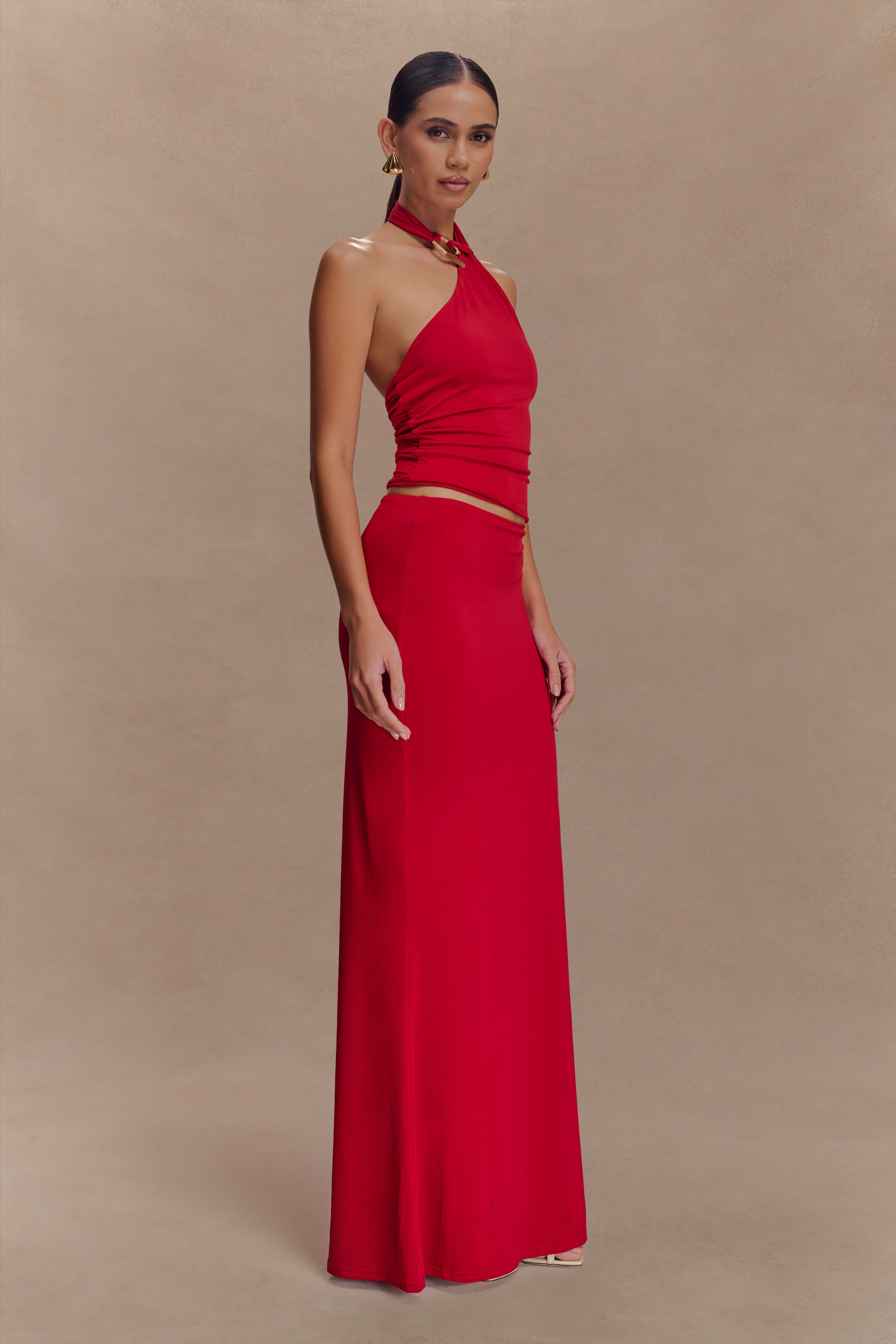 Mariposa Slinky Halter Top - Red